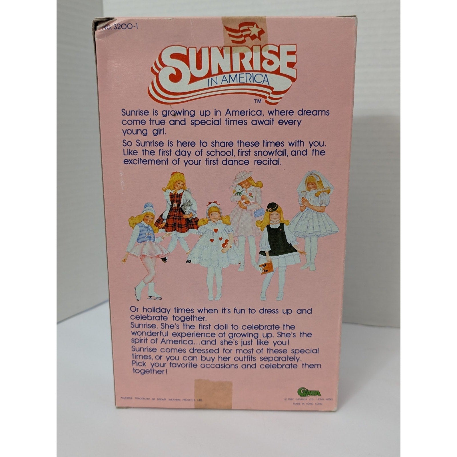 Vintage 1982 Sunrise in America Brunette Doll Gatabox Ltd New in Box Patriotic