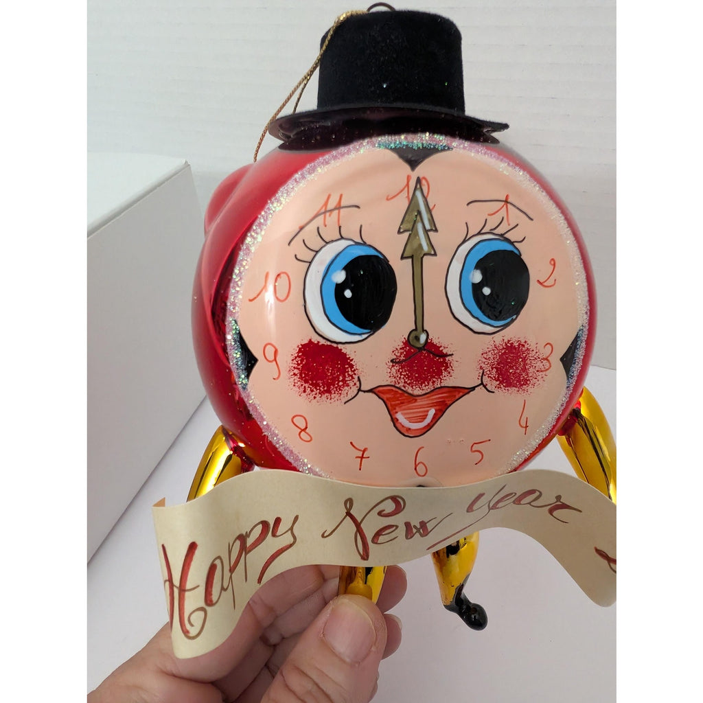 Christopher Radko "Happy New Year Clock" Italian Glass Ornament