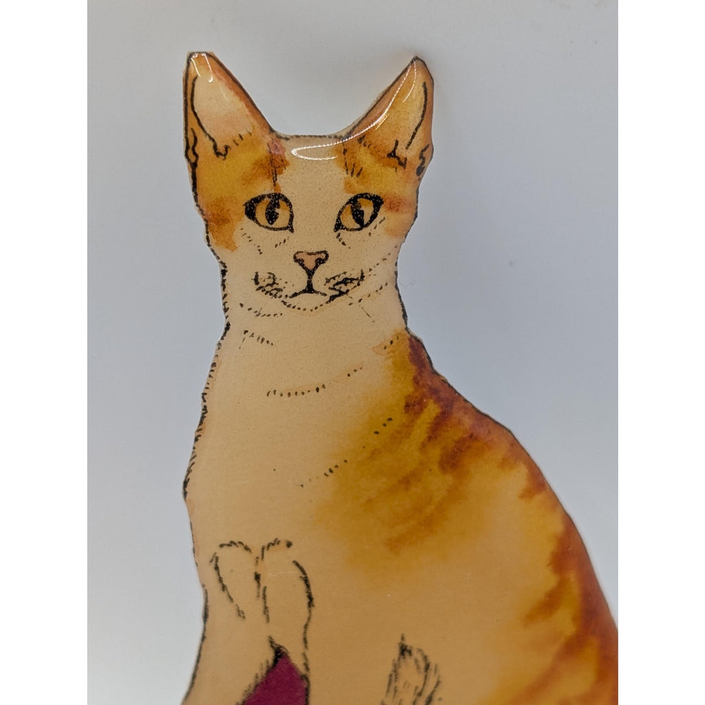 Vintage Whiskers Orange Tabby Cat Pin Signed M Brenden 1989 Kazumi