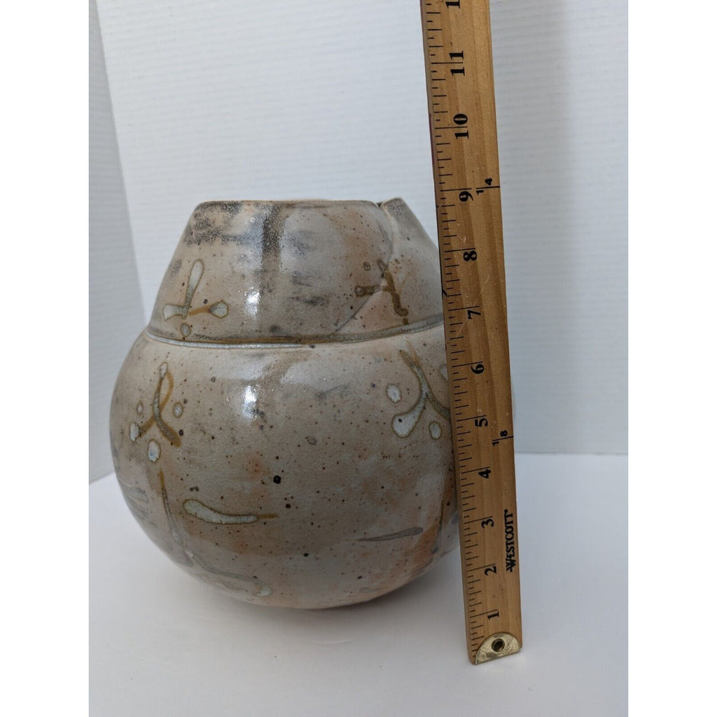 Beautiful Studio Pottery Asymmetrical Bowl Vase By Trish Adams