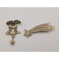 Vintage Cloene Signed Faux Scrimshaw Cat Star Brooch Pin Lot Celestial Feline Resin