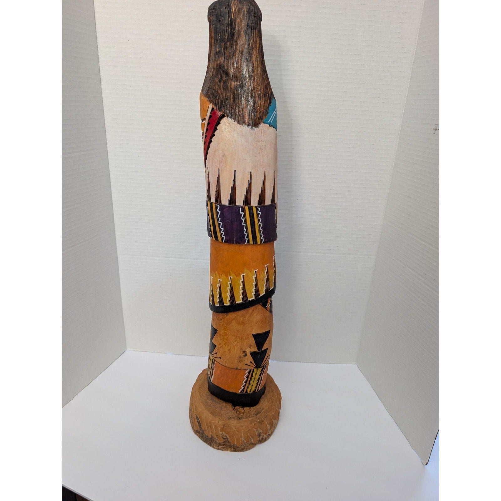 24" Signed B. Jones "Spider Woman" Large Navajo Polychrome Wood Sculpture