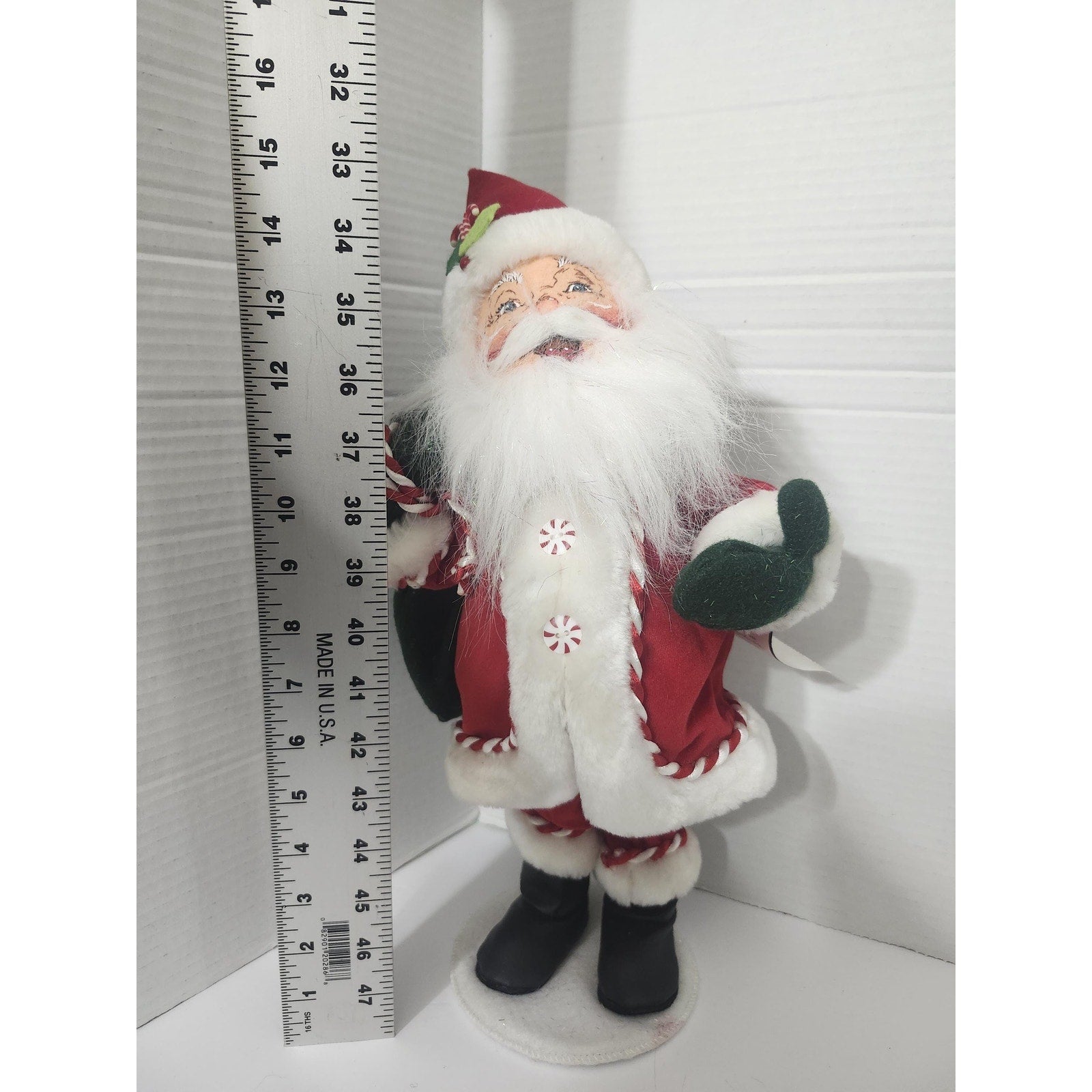 Annalee Mobilitee Dolls Christmas Santa Claus Figure with Green Toy Bag New