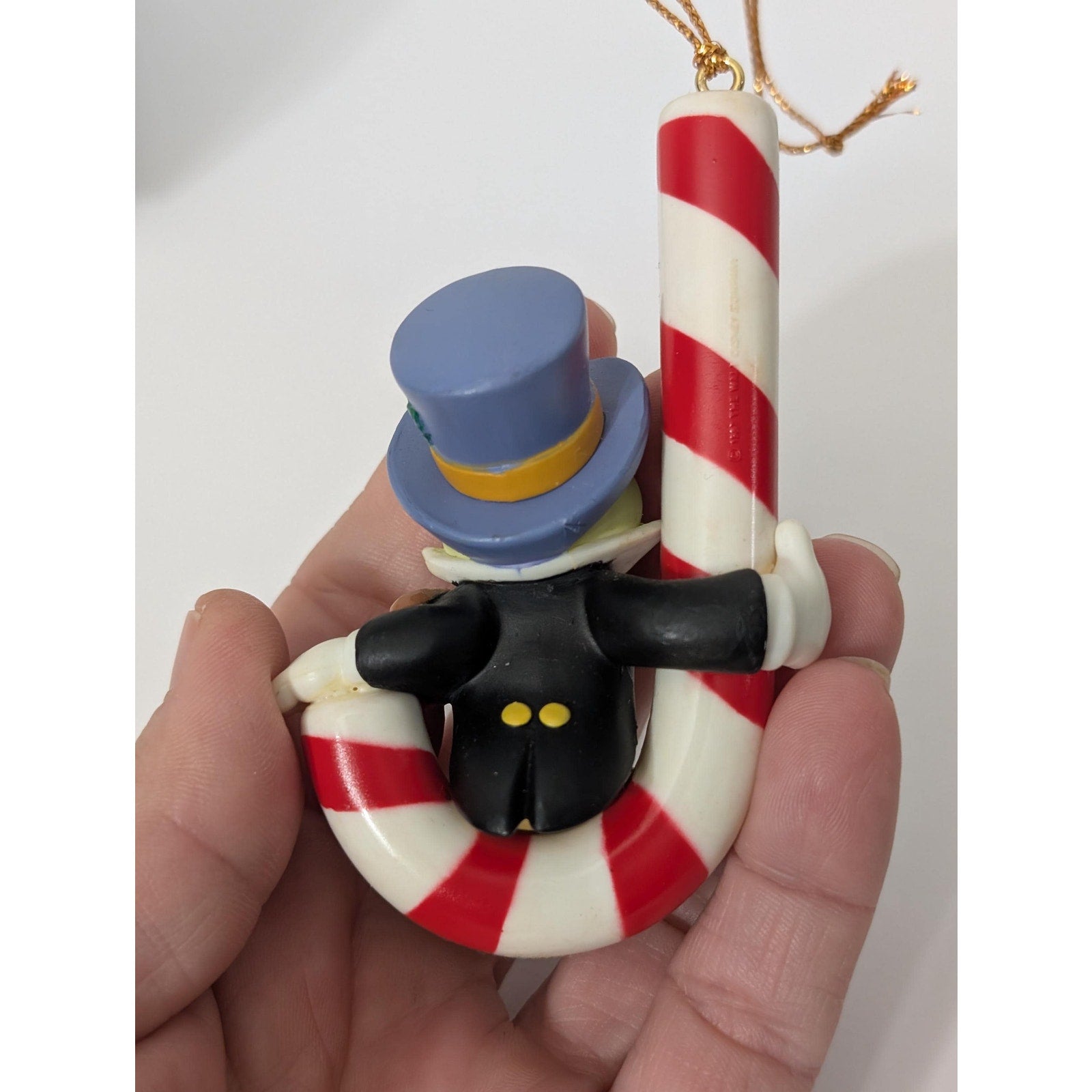 006904 Grolier Jiminy Cricket Candy Cane Christmas Ornament Vintage Disney Collectible