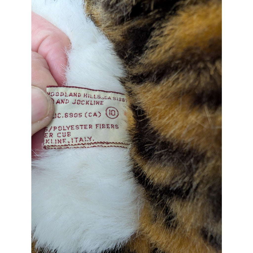 Vintage Applause Avanti Tiger Cub Plush 1988 Jockline Italy Realistic Stuffed Animal