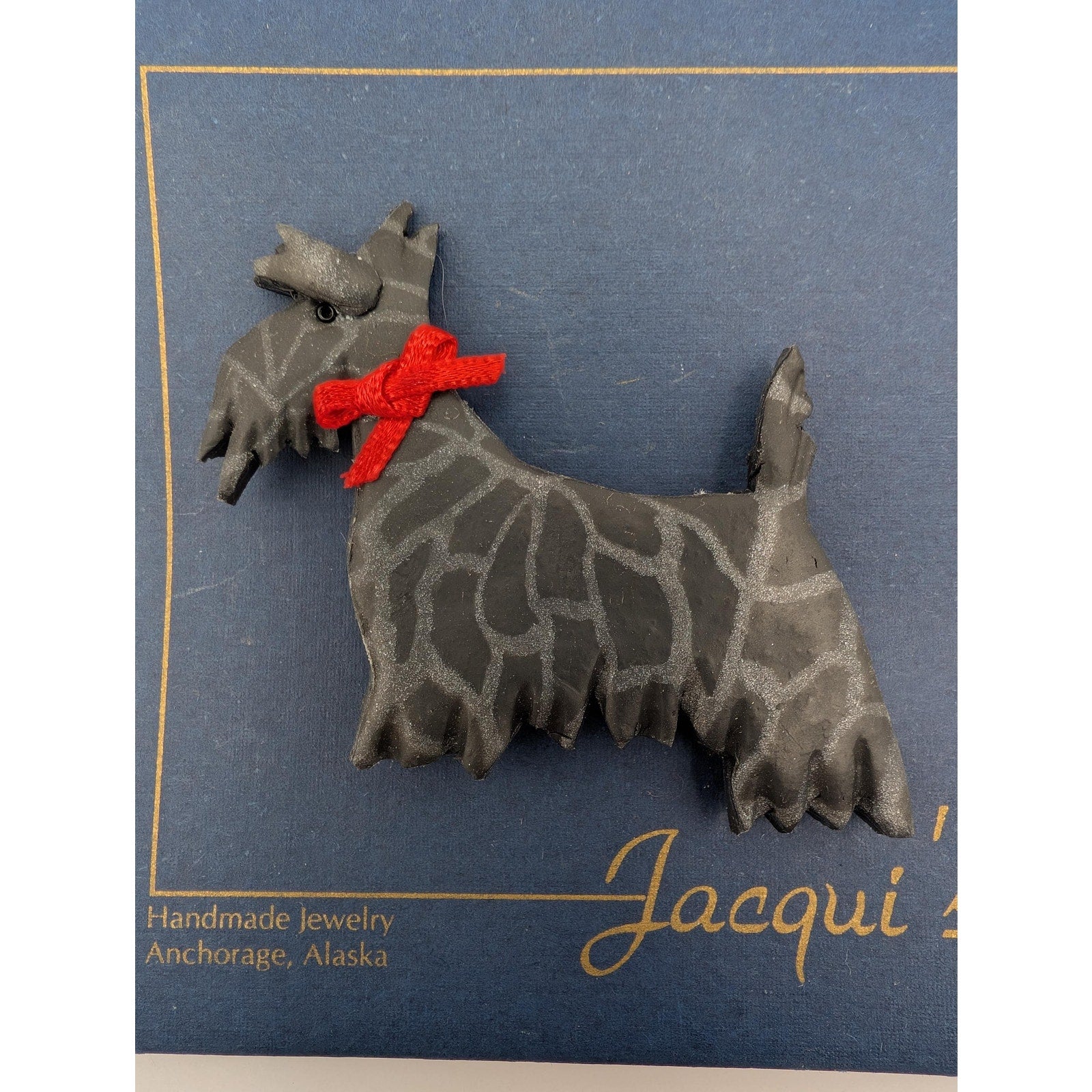 Jacqui Ertischek Alaskan Studio Clay Scottie Dog Pin Handcrafted Artisan Brooch