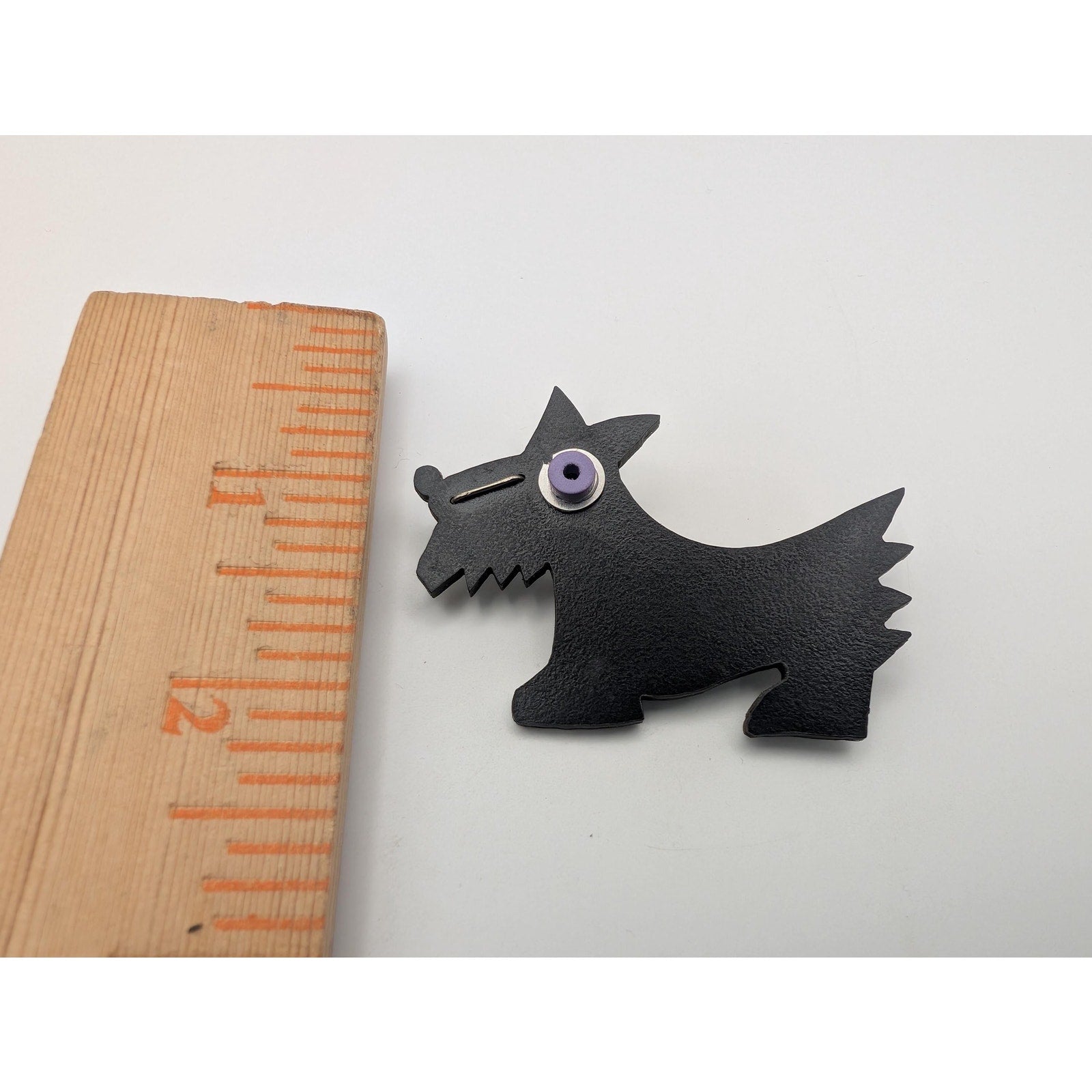 Vintage Black Scottie Dog Brooch Pin Geometric Plastic Avant Garde Novelty Jewelry