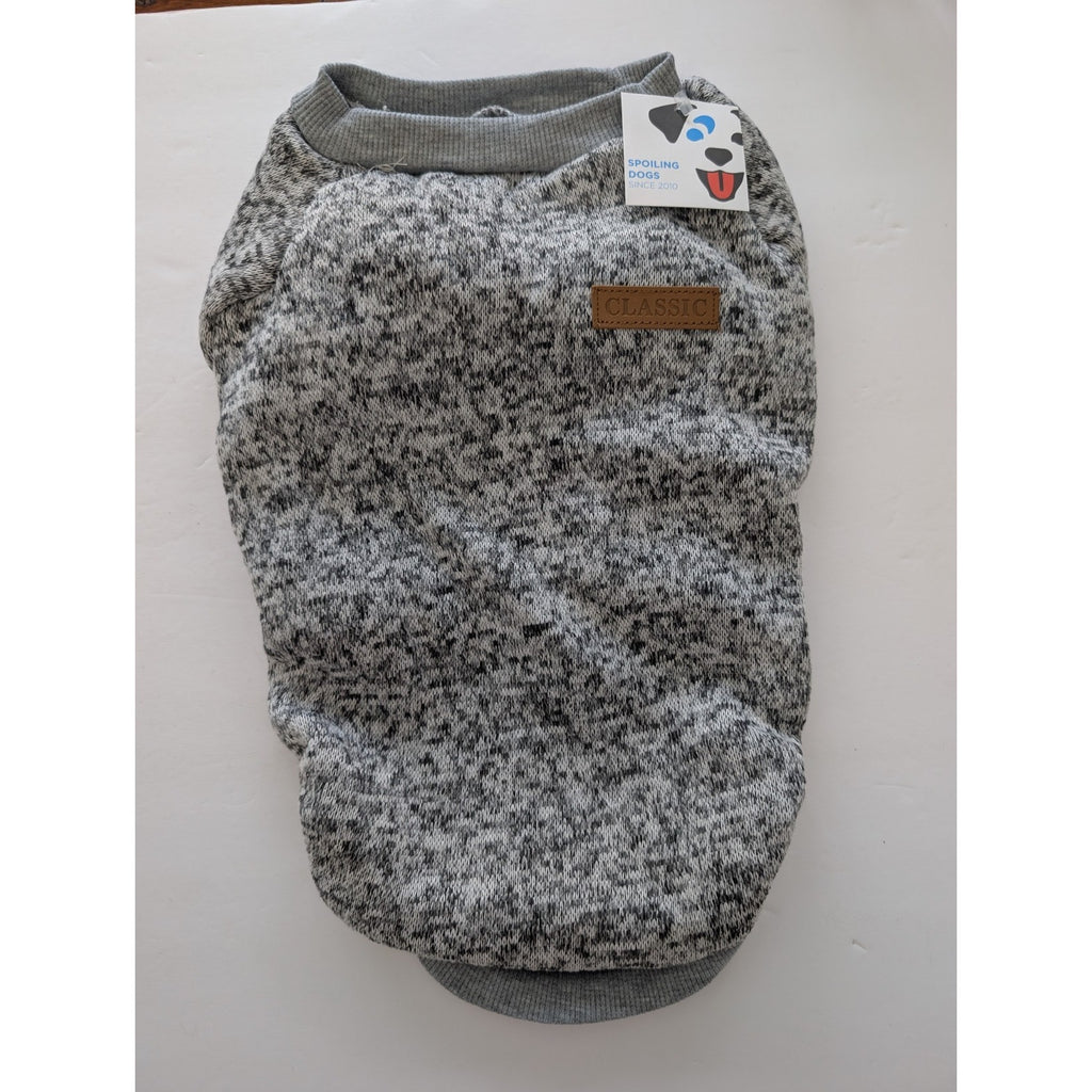 Classic Grey Marled Knit Dog Sweater Fleece Lined Size XL Extra Large