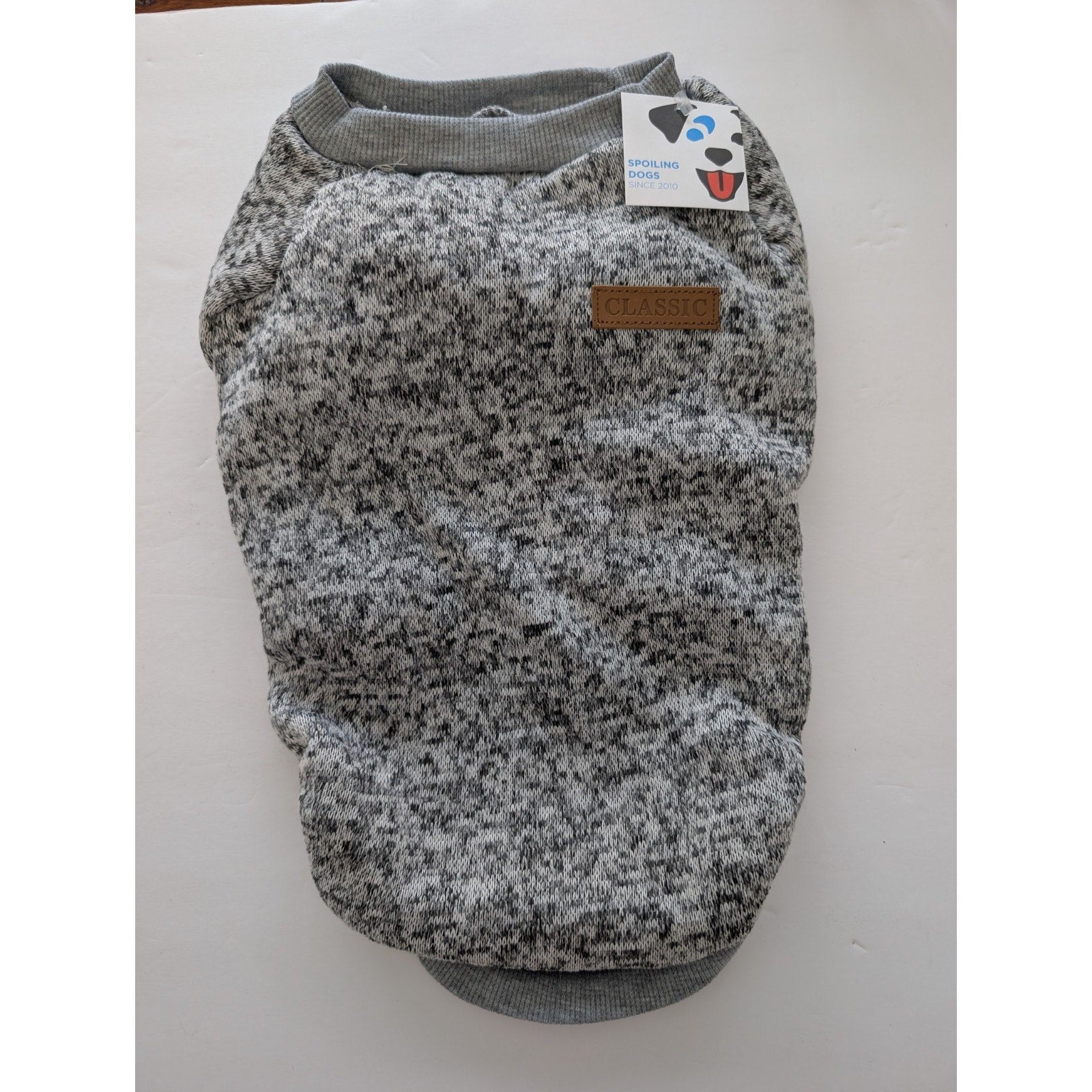 Classic Grey Marled Knit Dog Sweater Fleece Lined Size XL Extra Large