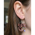 VIntage Chameleon Club Cat with Flower Polymer Clay Earrings by Debby Pasquale