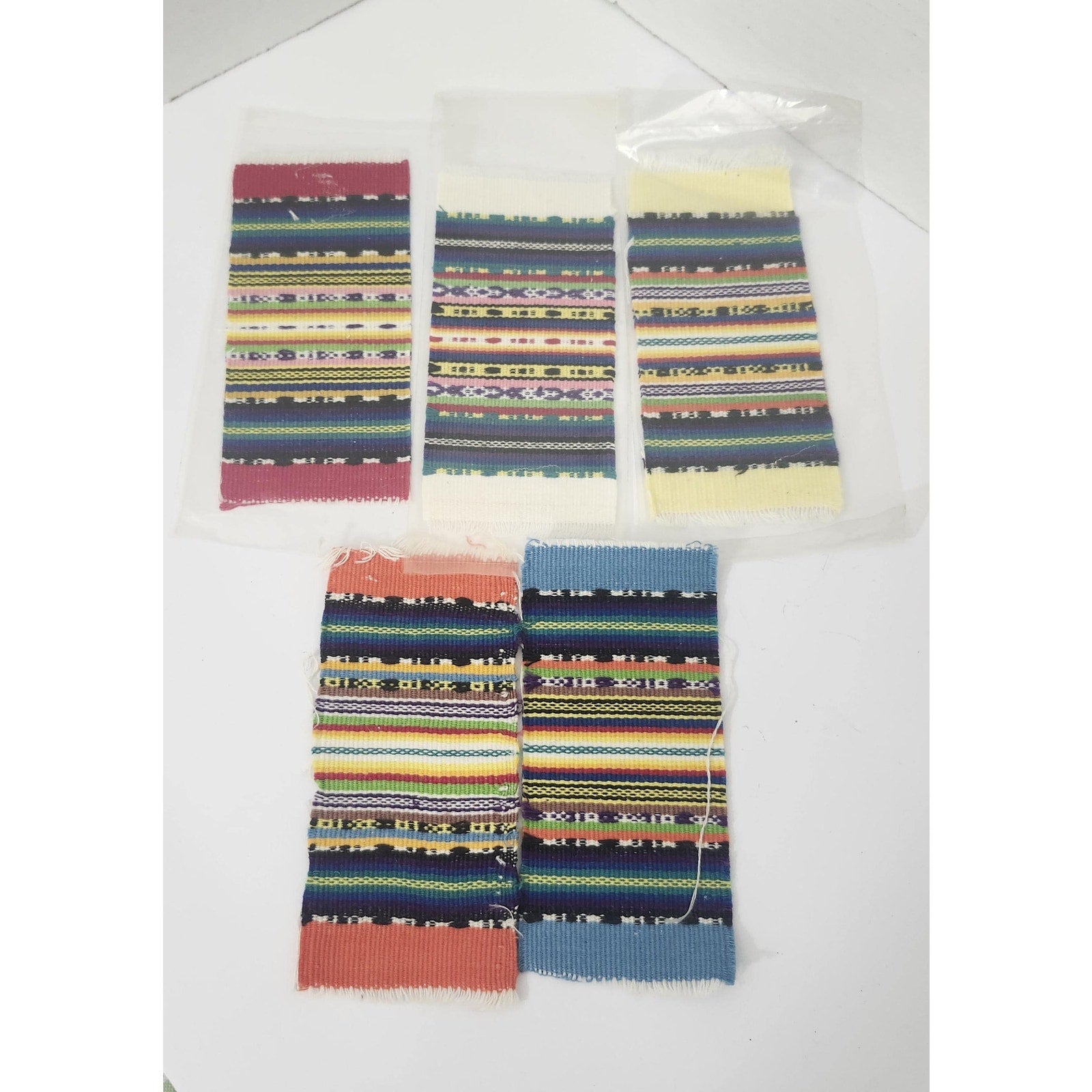 Vintage Miniature Woven Mexican Serape Rugs Dollhouse Blankets Set of 5
