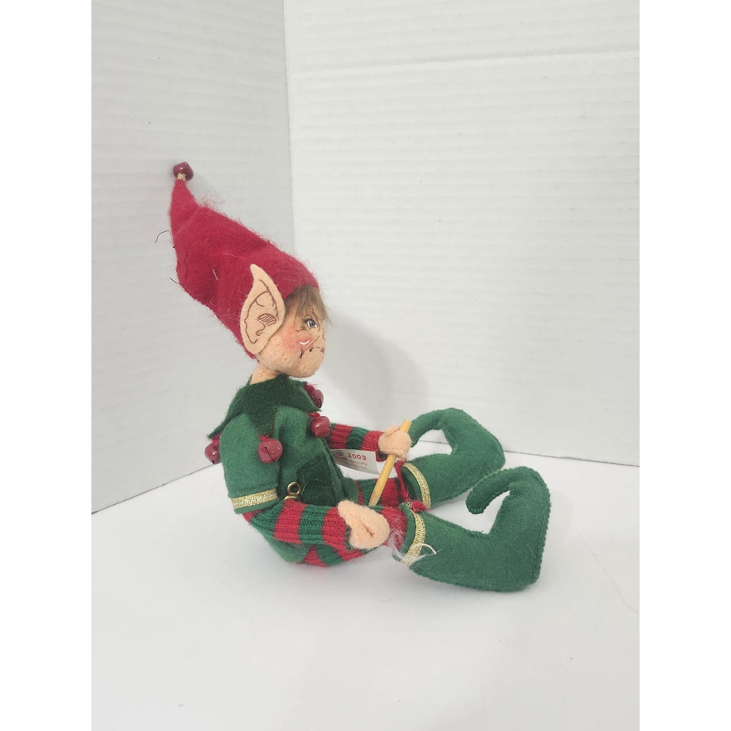 Vintage 2003 Annalee Mobilitee Christmas Elf Doll with Pencil Jingle Bells