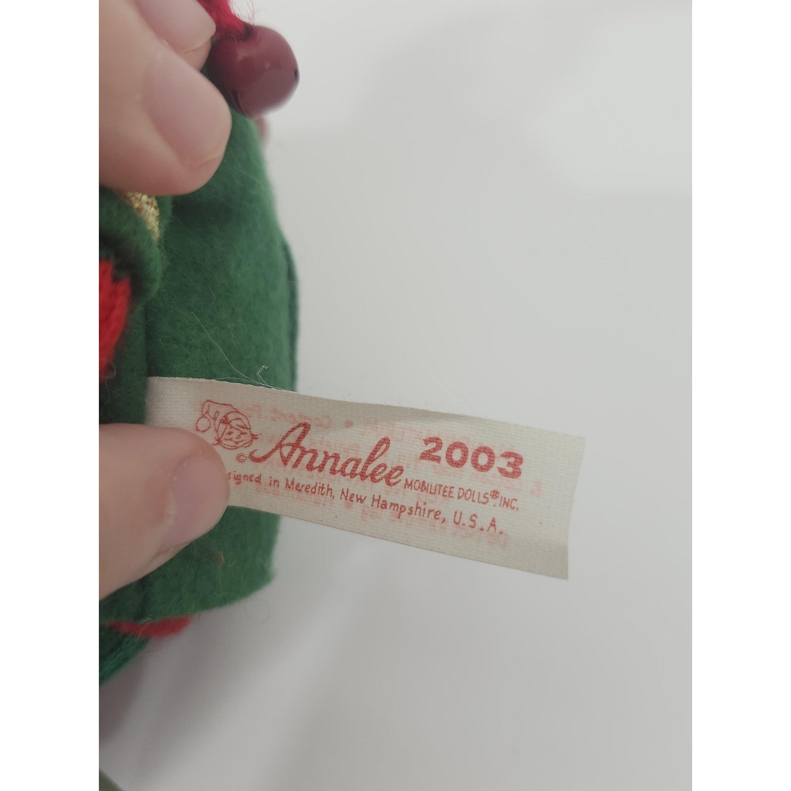 Vintage 2003 Annalee Mobilitee Christmas Elf Doll with Pencil Jingle Bells