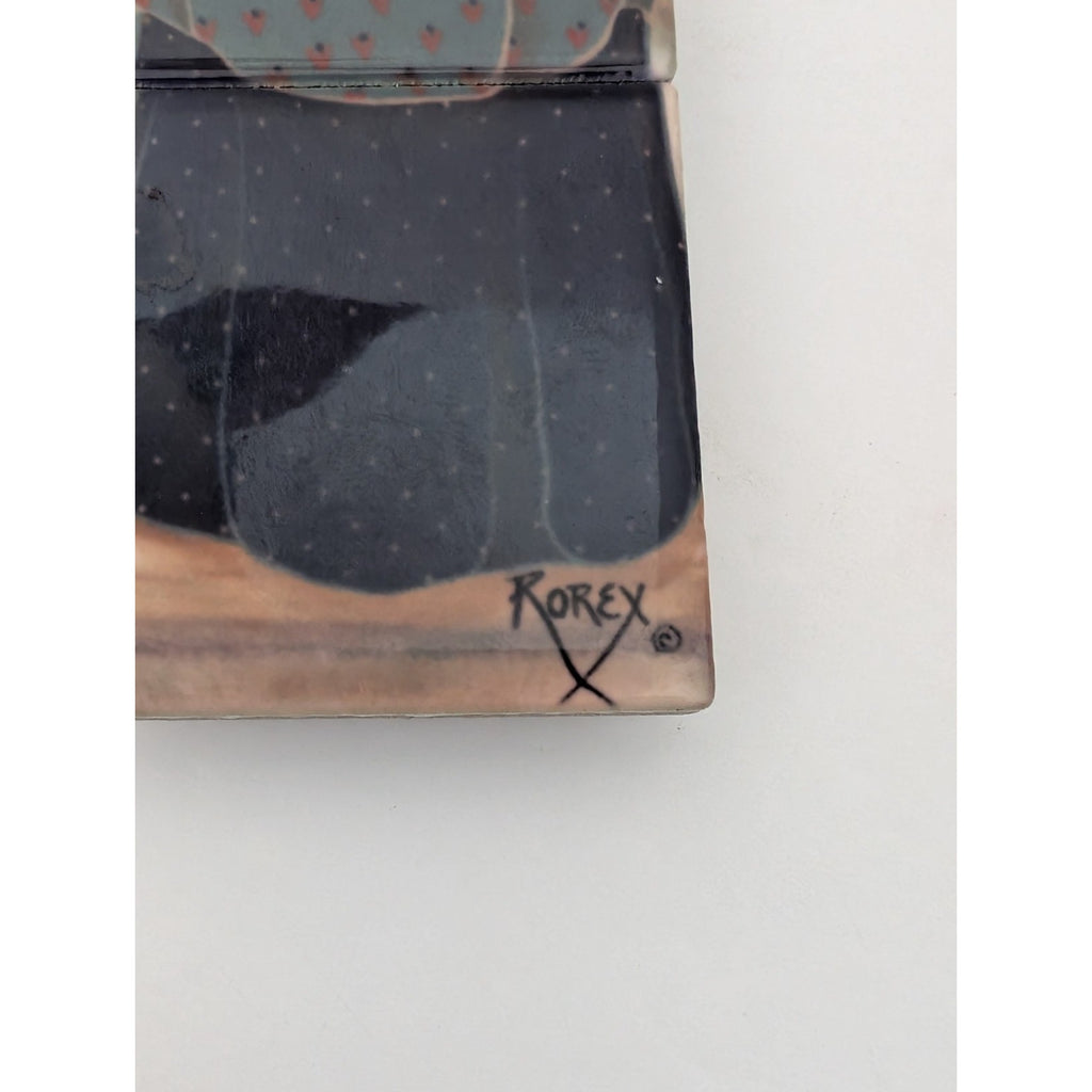Jeanne Rorex Bridges Newborn Moon Tile Art Signed Cherokee Ancestry Oklahoma Art