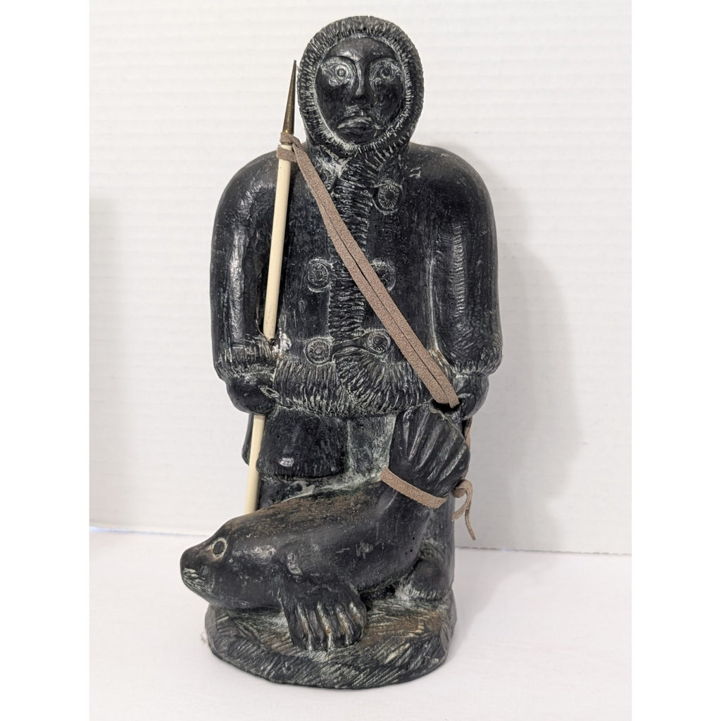 A Wolf Original Inuit Hunter Seal Figurine Sculpture Canada Wolf Sculptures Art