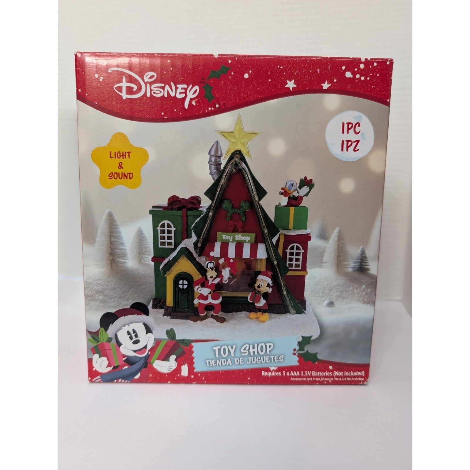 Disney Christmas Toy Shop Light Up House with Music & Sound Mickey Goofy Donald