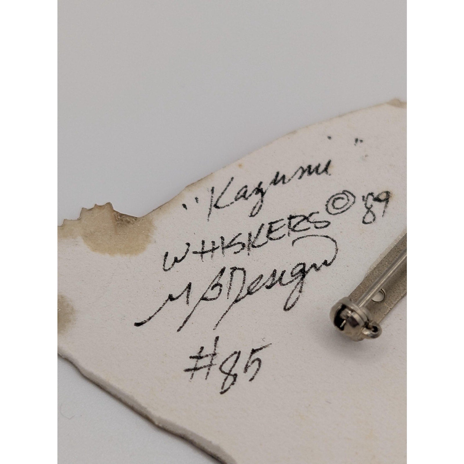 Vintage Whiskers Orange Tabby Cat Pin Signed M Brenden 1989 Kazumi