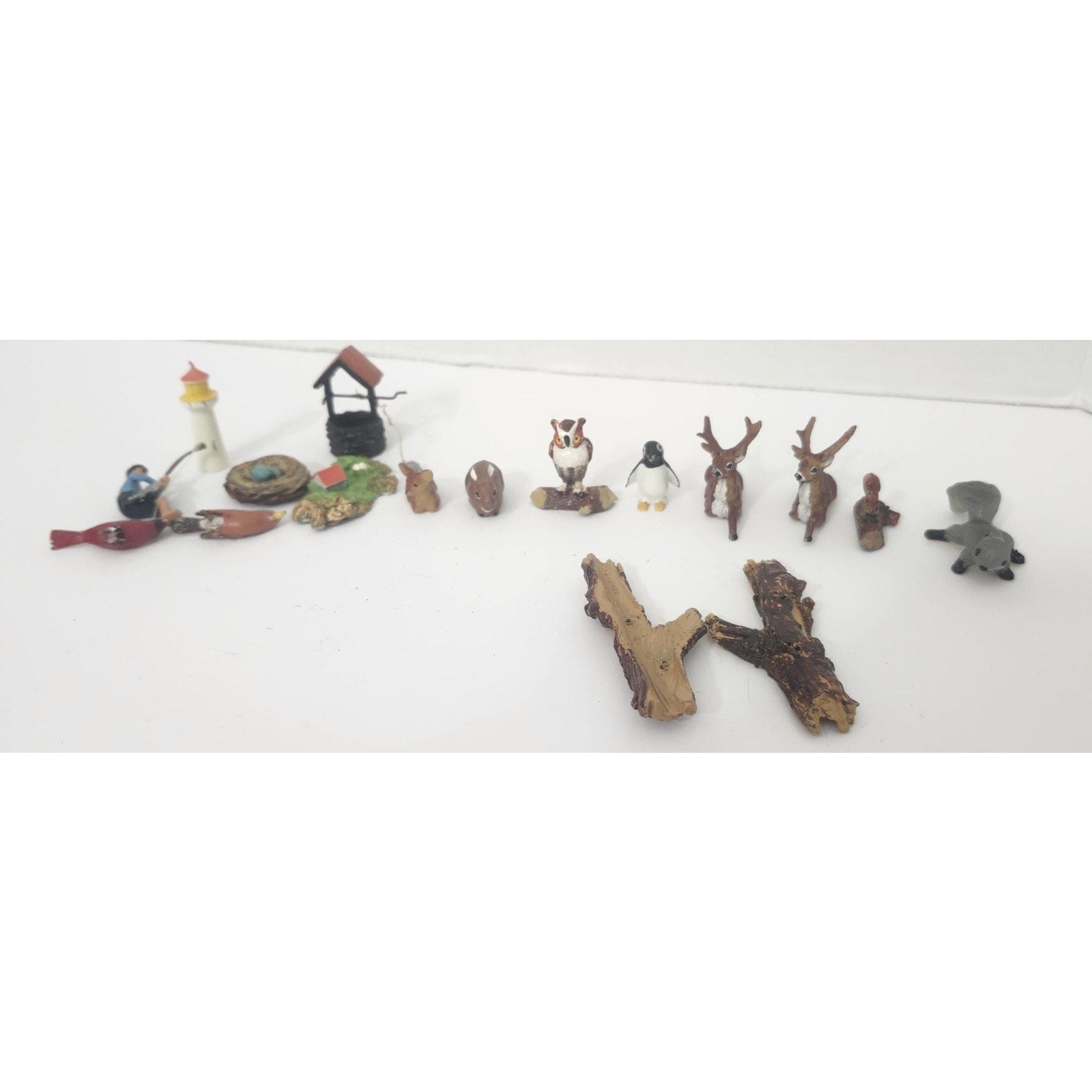 Vintage Miniature Cast Metal Woodland Animals Diorama Lot Figures