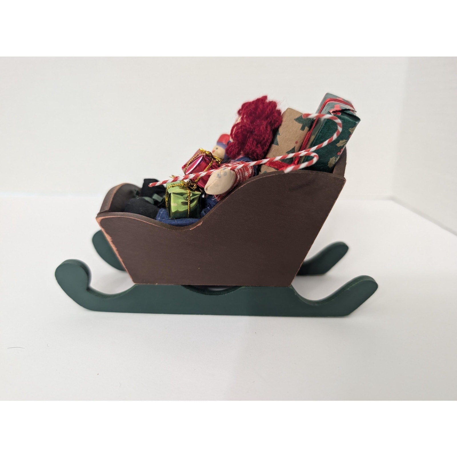 Byers Choice Ltd Wood Sleigh with Raggedy Ann Doll and Christmas Toys Decor