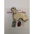 Signed Carolyn Edlund Handcrafted Ceramic Cocker Spaniel Dog Brooch with Dangles