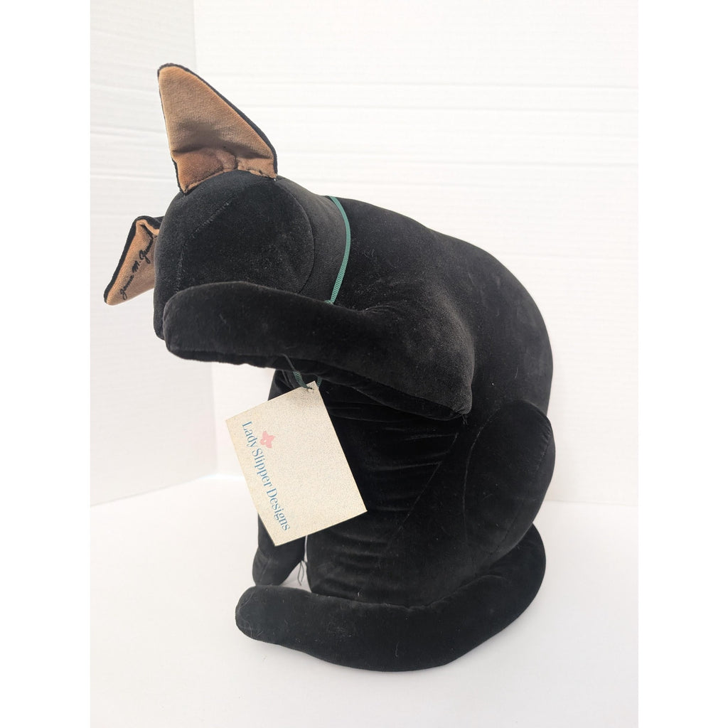 Vintage 1979 Jamie M. Greenebaum Black Velveteen Cat Lady Slipper Designs