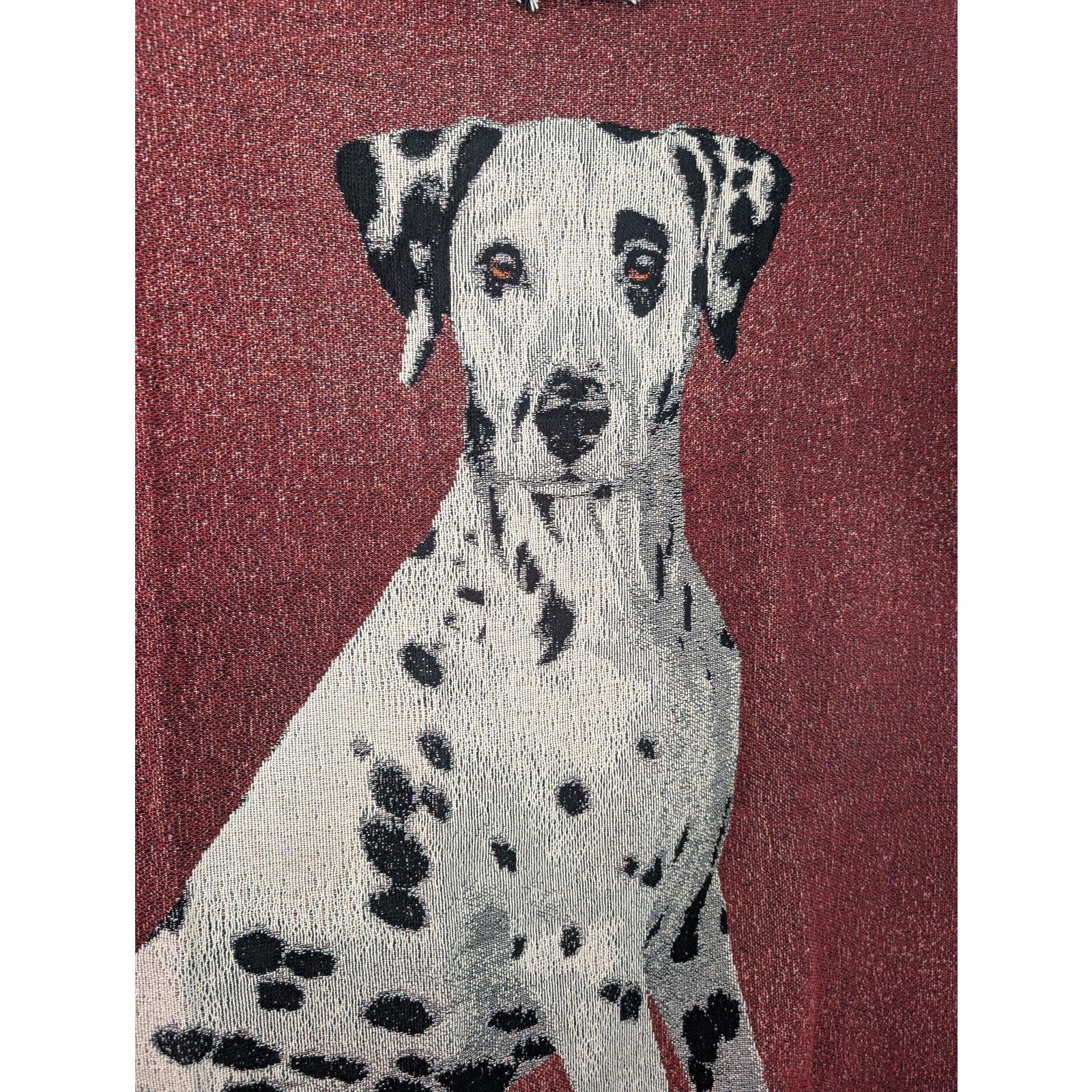 Vintage Linda Picken Dalmatian Tapestry Blanket Woven Cotton Dog Throw
