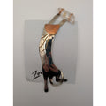 Signed Zoë Artisan Mixed Metal Cat Brooch with Quartz Crystal Point