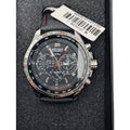 Megir Men's Chronograph Sport Watch Black and Red Genuine Leather & Tachymeter Dial