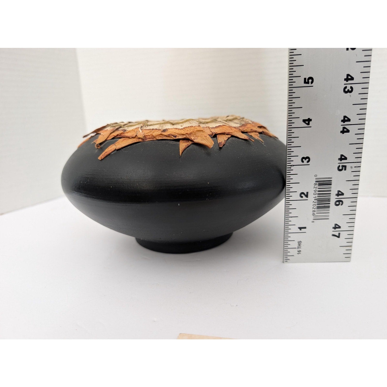 Smoke Fired Stoneware Dracena Vase Michael Christine Adcock Studio Pottery Woven Fiber Art Ceramic Bowl Black Signed