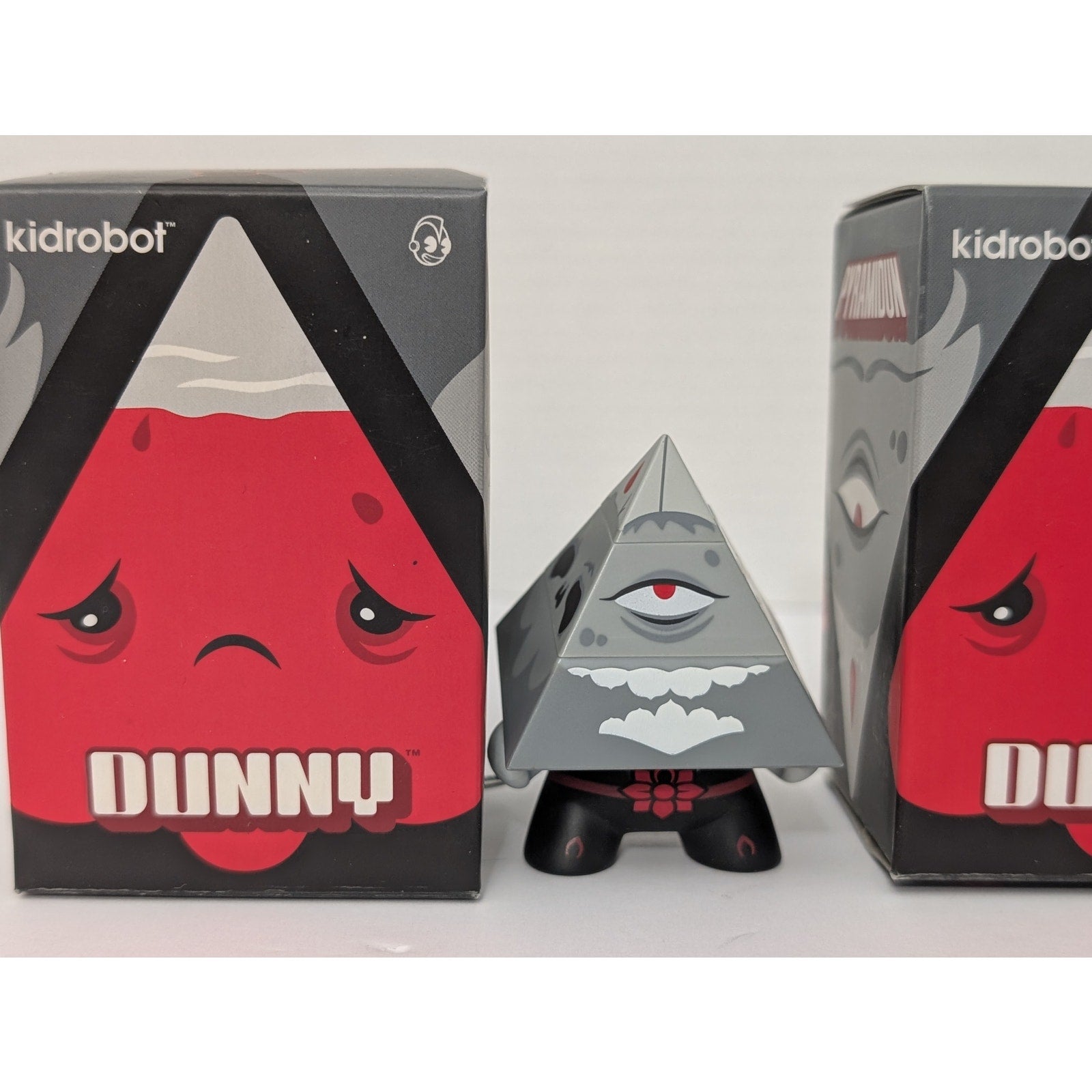 Kidrobot Andrew Bell Pyramidun Dunny Vinyl Figure Lot Red & Grey 2013