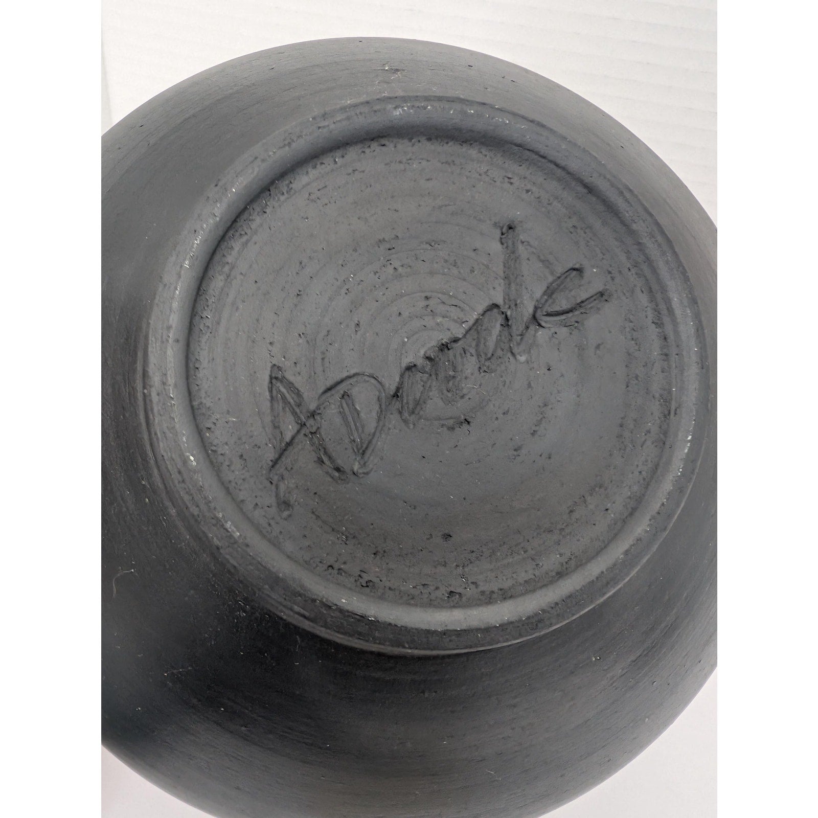 Smoke Fired Stoneware Dracena Vase Michael Christine Adcock Studio Pottery Woven Fiber Art Ceramic Bowl Black Signed