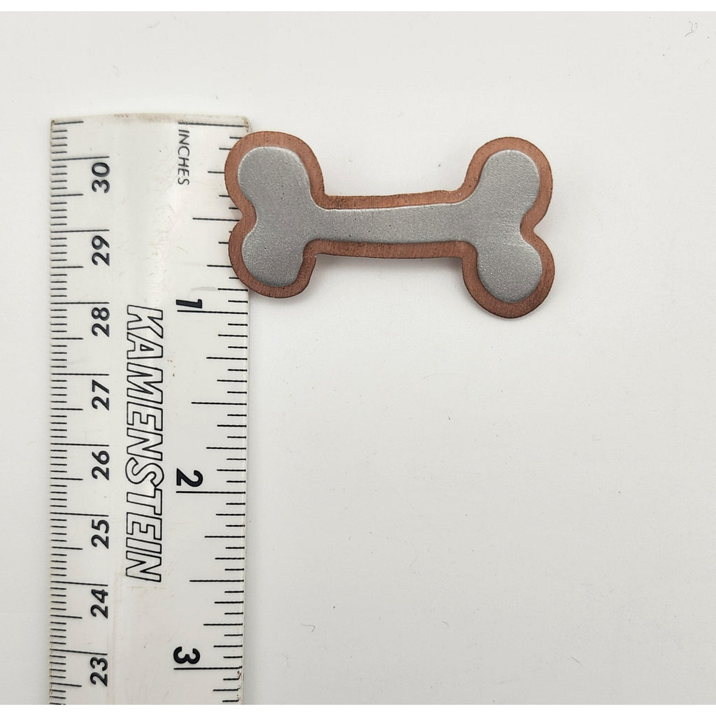 Vintage Mixed Metal Dog Bone Brooch Pin Copper Silver Tone Layered Novelty Jewelry