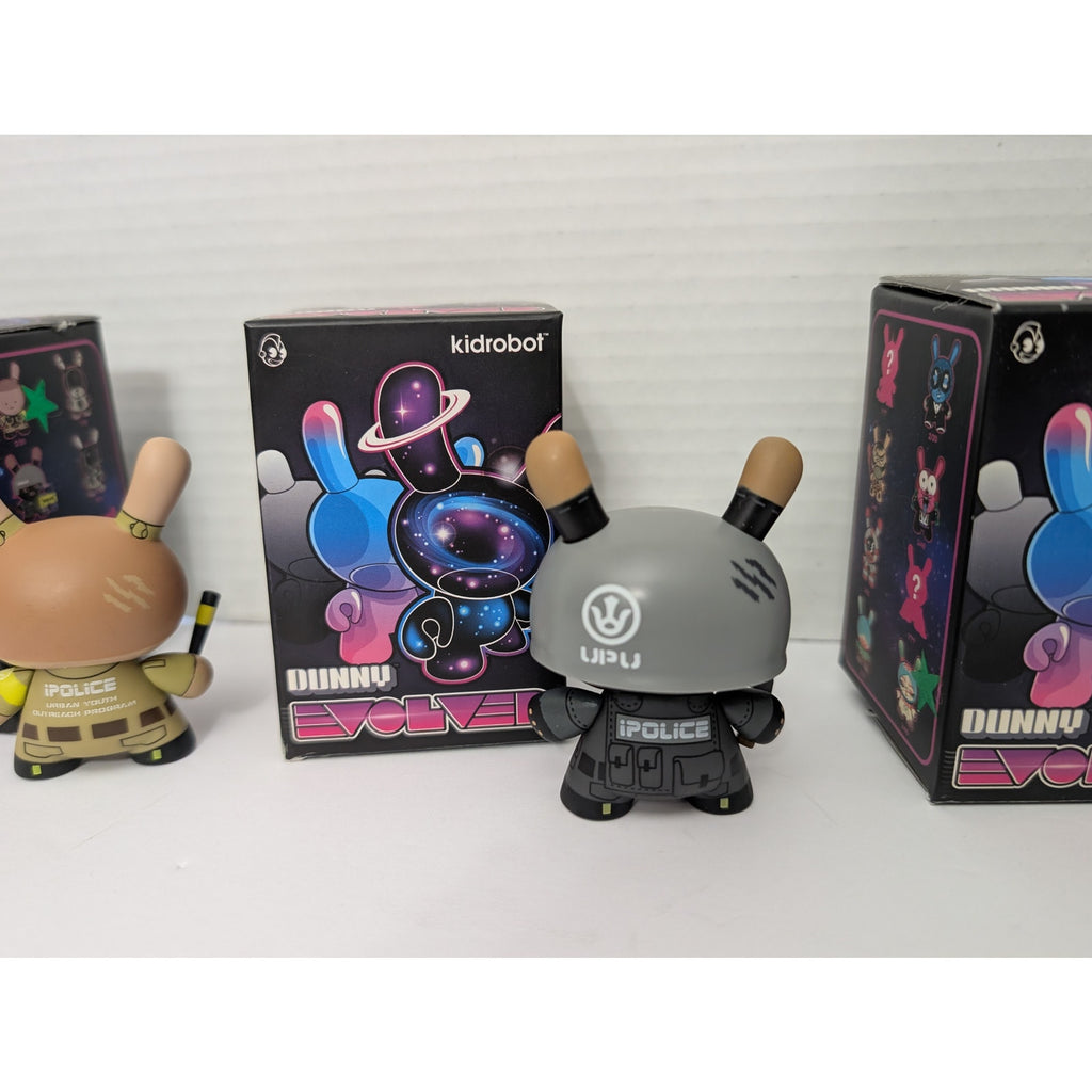 Kidrobot Dunny Evolved Huck Gee "iPolice" Riot & Search Vinyl Figure Lot 2013